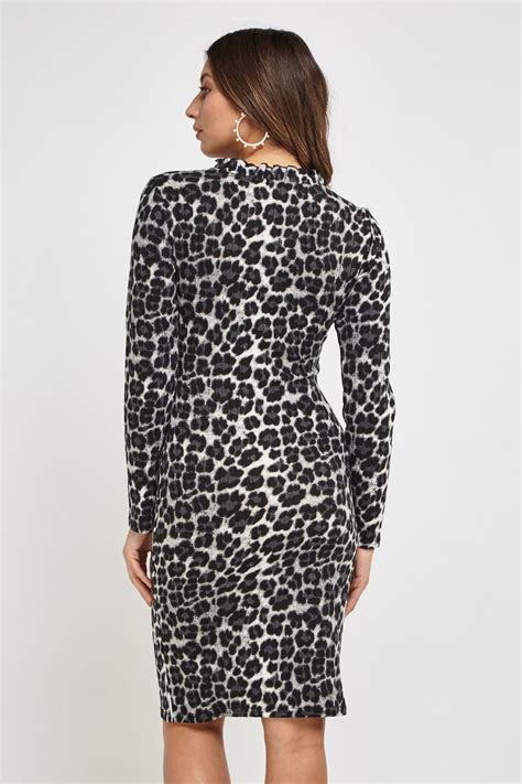 Leopard Print Midi Bodycon Dress Just