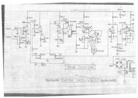 This is the best echo sound circuit with mic and aux function and can be easily connected with any power amplifier. Selmer Echo 200 Schematic