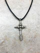 Silver Cross Leather Necklace Pictures