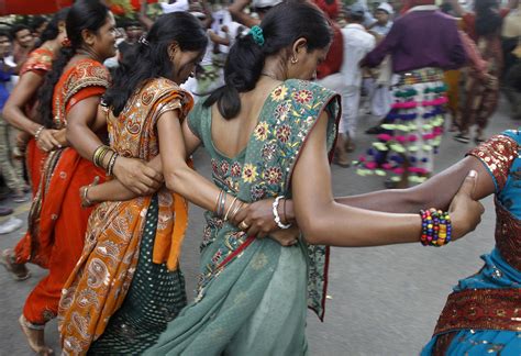 Tribal Dancers From The Western Indian State Of Gujarat Perform At A