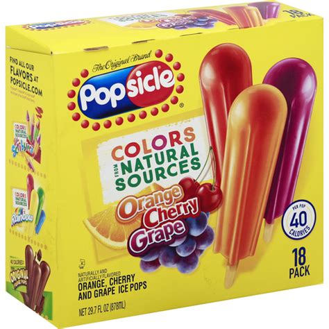 Popsicle Orange Cherry And Grape Ice Pops Variety Pack 18 Ct Box