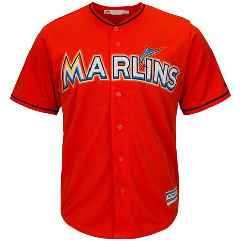 Majestic Miami Marlins Youth Orange Official Cool Base Jersey