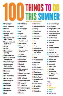 The 100 Things To Do This Summer List Is Shown In Bright Colors And
