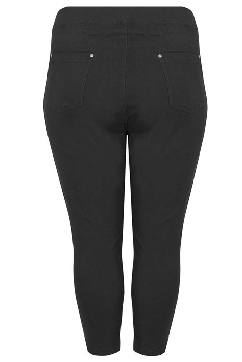 Yours Womens Curve Black Bengaline Cropped Stretch Pull On Trousers Plus Size Ebay