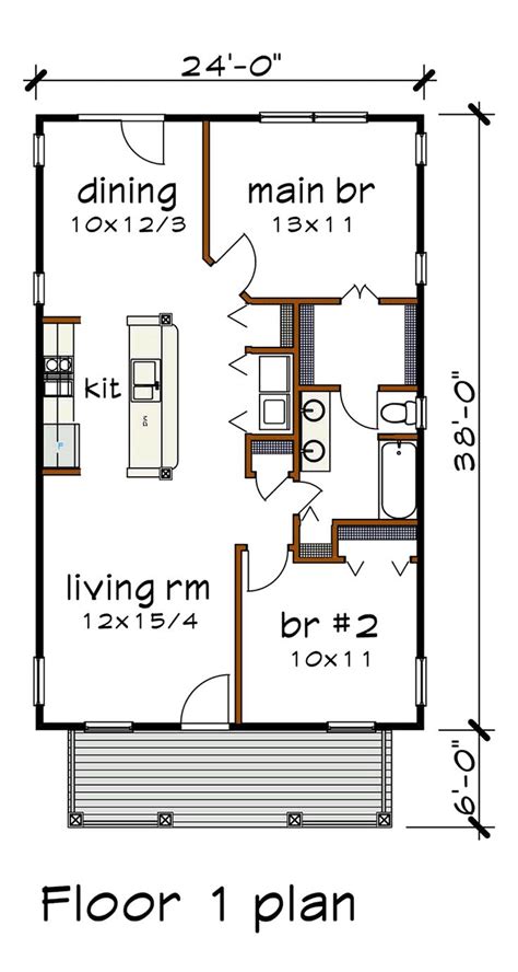 Bungalow Style House Plan 75517 With 2 Bed 1 Bath Tiny House Floor