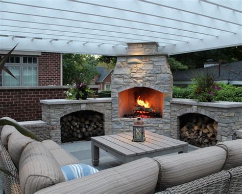 Outdoor Fireplace With Pergola Houzz