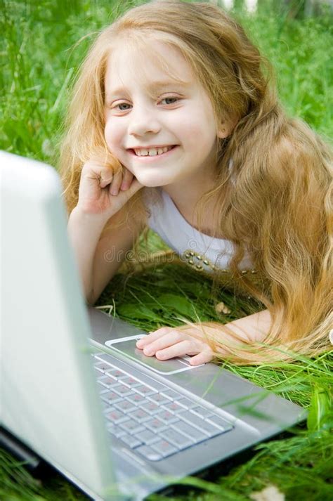 Little Girl With Laptop Picture Image 592396