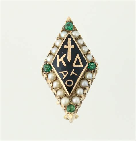 Kappa Delta Sorority Badge 10k Yellow Gold Seed Pearls And Synthetic