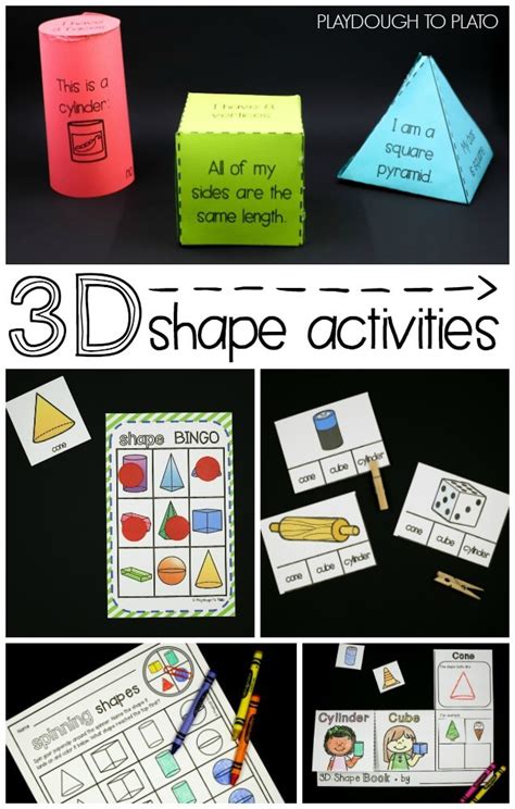 3d Shapes Activity Pack Playdough To Plato