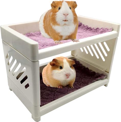 Tfwadmx Guinea Pig Bunk Bed With 2 Mats Hamster Detachable