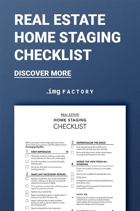 Home Staging Checklist Real Estate Marketing Realtor Lead Magnet