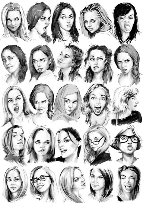 A Bunch Of Different Types Of Womens Faces In Black And White
