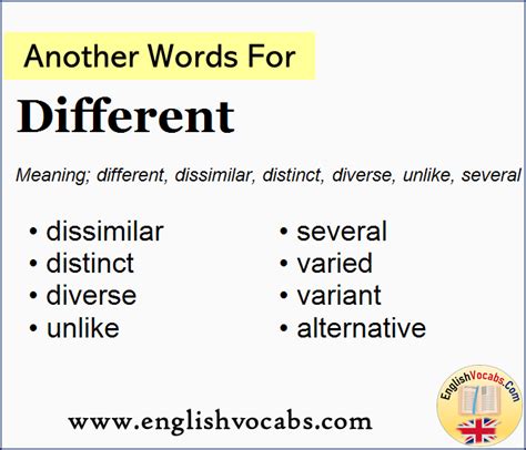 Another Word For Different What Is Another Word Different English Vocabs