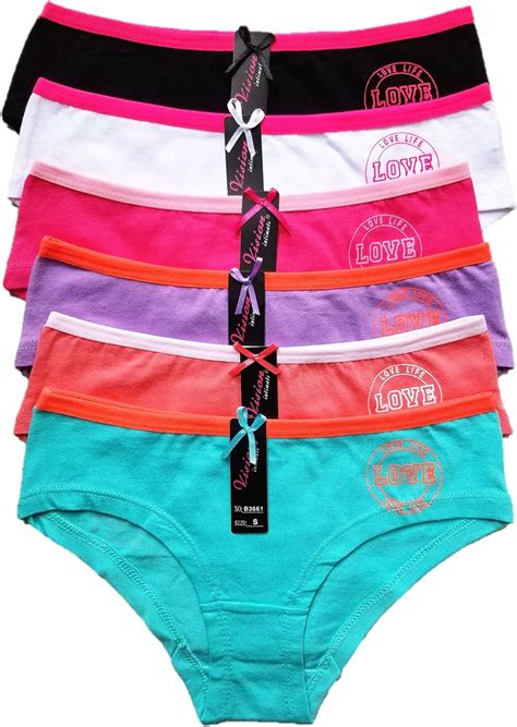 6 Pack Of Ladies Cute And Sexy Cotton Panties By Vision Underwear L Set B At Amazon Women’s