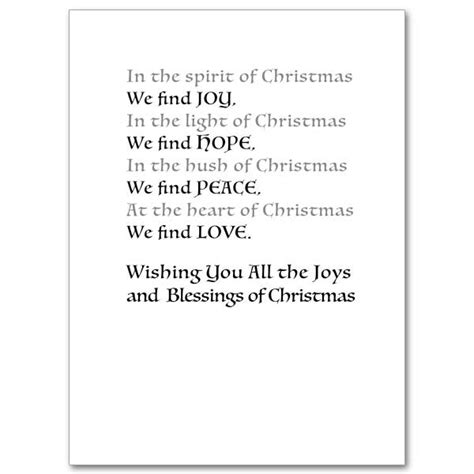 Joy Hope Peace Love Spirit Of Christmas Card