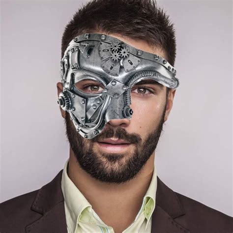Silver Mechanical Men Venetian Mask For Masquerade Steam Punk Phantom