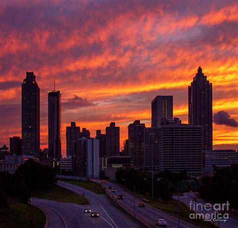 Atlanta Sky Aglow Sunset Skyline Cityscape Art Photograph By Reid