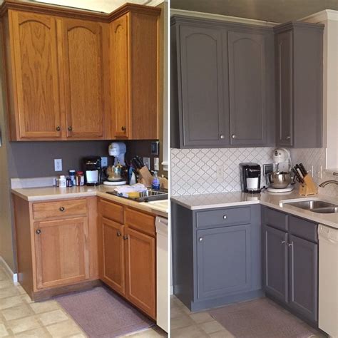 Gray Kitchen Before After Kitchen Cabinets Before And After Old