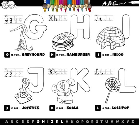 Cartoon Illustration Capital Letters Alphabet Educational Set Reading