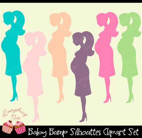 Baby Bump Silhouettes Clipart Set Etsy New Zealand