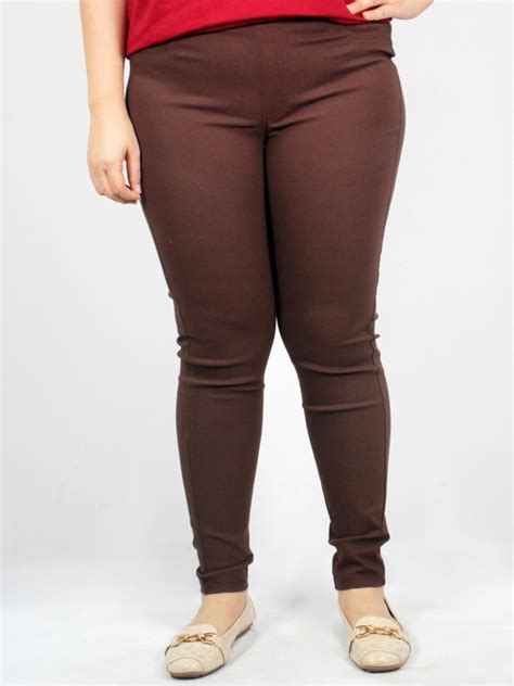 Lisa Solid Long Jegging In Dark Brown Bottoms Plus Size