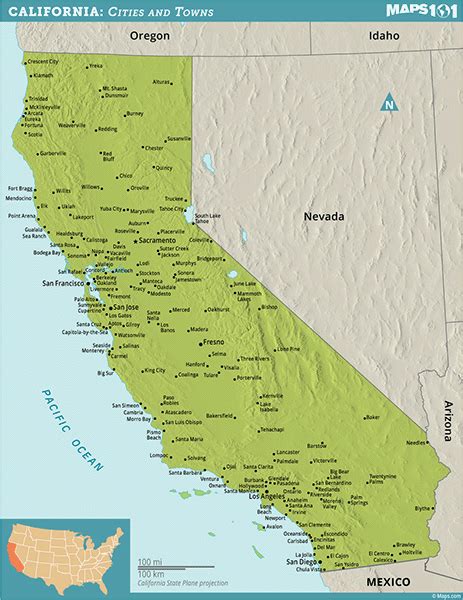 Maps101 Cities And Towns In California