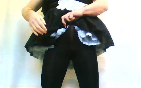 tranny french maid in black opaque tights pantyhose xhamster