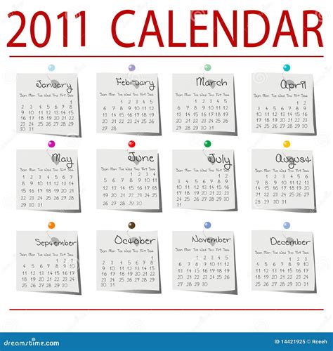 Calendario 2011 Su Documento Illustrazione Vettoriale Illustrazione