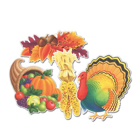 club pack of 24 vibrantly colored cornucopia and turkey thanksgiving cutouts 15 25 christmas