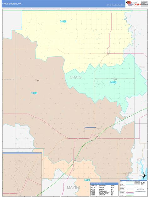 Craig County Ok Wall Map Color Cast Style By Marketmaps