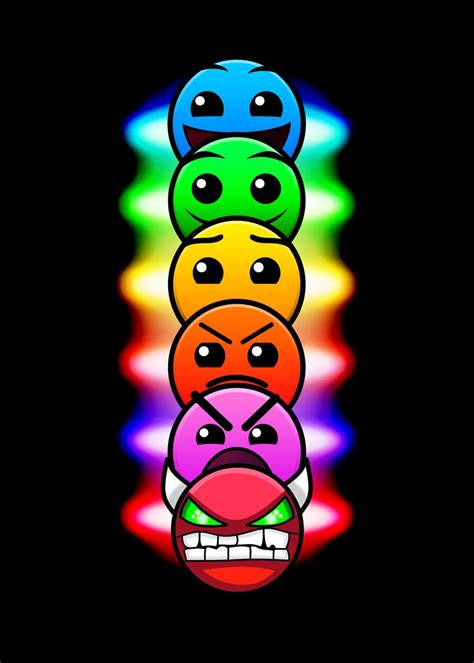 Geometry Dash Difficulty Faces Poster Poster Picture Metal Print Paint By Jet Rebirth