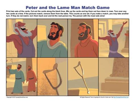 Free Peter And The Lame Man Bible Activities On Sunday School Zone