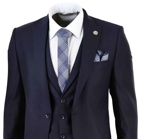 Mens Classic Navy Blue 3 Piece Suit Buy Online Happy Gentleman
