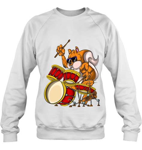 Squirrel Drumsticks Ts Drummer Cartoon Musician Drums
