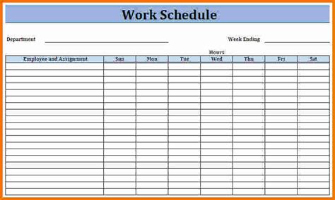 Work Schedule Sample Template Printable Schedule Template