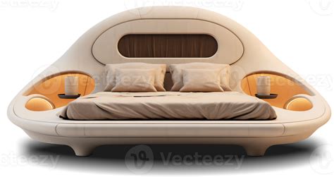 The Beds Futuristic Beige Bed On Transparent Background Generative