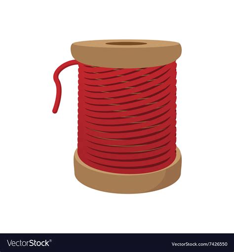 Spool Red Thread For Sewing Cartoon Icon Vector Image