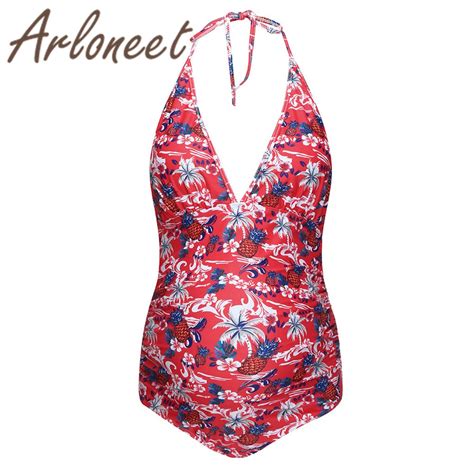 Arloneet Clothes Sexy Women Maternity Swimwear High Waist Plus Size Print Beach Wear 1pc Summer