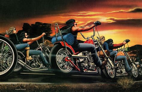 David Mann Moto Poster Art Easyriders Coucher De Par Darkartink David