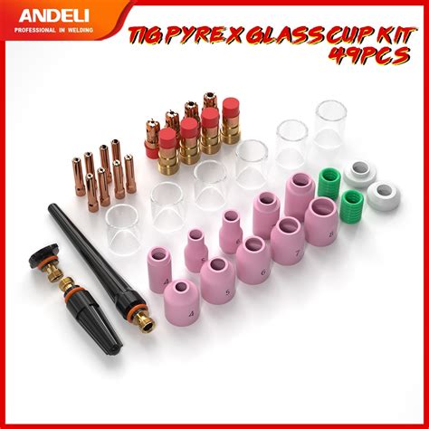 ANDELI 49PCS TIG Welding Torch Stubby Gas Lens For WP 17 18 26 Pyrex