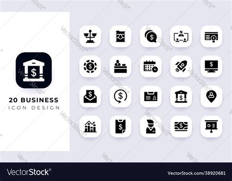 Minimal Flat Business Icon Pack Royalty Free Vector Image