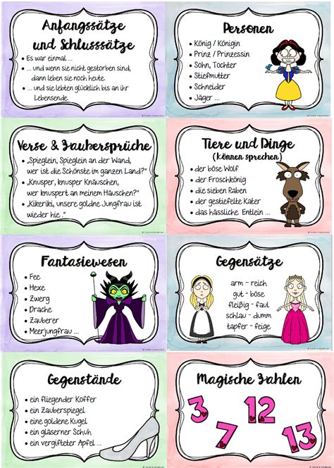 märchen märchenmerkmale 8 plakate unterrichtsmaterial im fach deutsch märchen grundschule