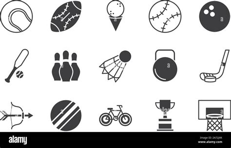Pictogram Sport Equipment Related Icons Set Vector Illustration Stock