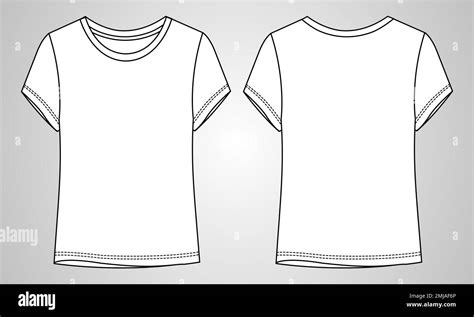 T Shirt Technical Sketch Fashion Template For Womens Vector Art