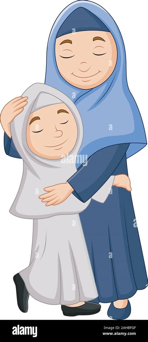 Muslim Mother And Daughter Hugging Stock Vector Image And Art Alamy