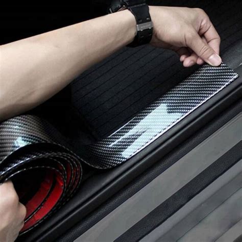 7cm1m Carbon Fiber Rubber Car Door Sill Window Edge Guard Strip
