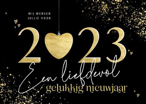 Nieuwjaarskaart Gouden Met Hart Liefdevol Kaartje Go Hot Sex Picture