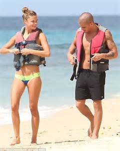 Max George And Model Girlfriend Nina Agdal Share Passionate Kiss On The Beach In Barbados