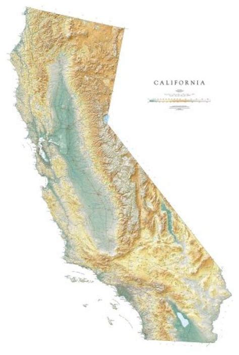 California Physical Small Laminated By Raven Press California Map