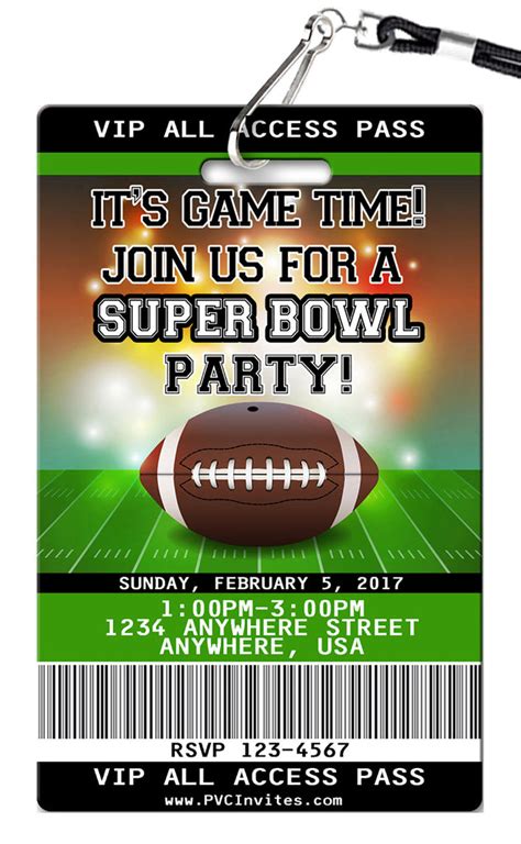 Super Bowl Invitations Pvc Invites Vip Birthday Invitations